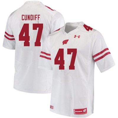 Men's Wisconsin Badgers NCAA #47 Clay Cundiff White Authentic Under Armour Stitched College Football Jersey UJ31N47CX